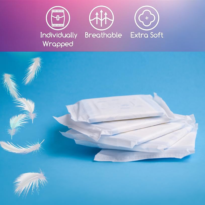 100 Bulk Pads with Wings Individually Wrapped for Women Homeless, Postpartum, Hospitals